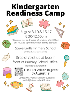 flyer for kindergarten readiness camp, all info is available as text via the link