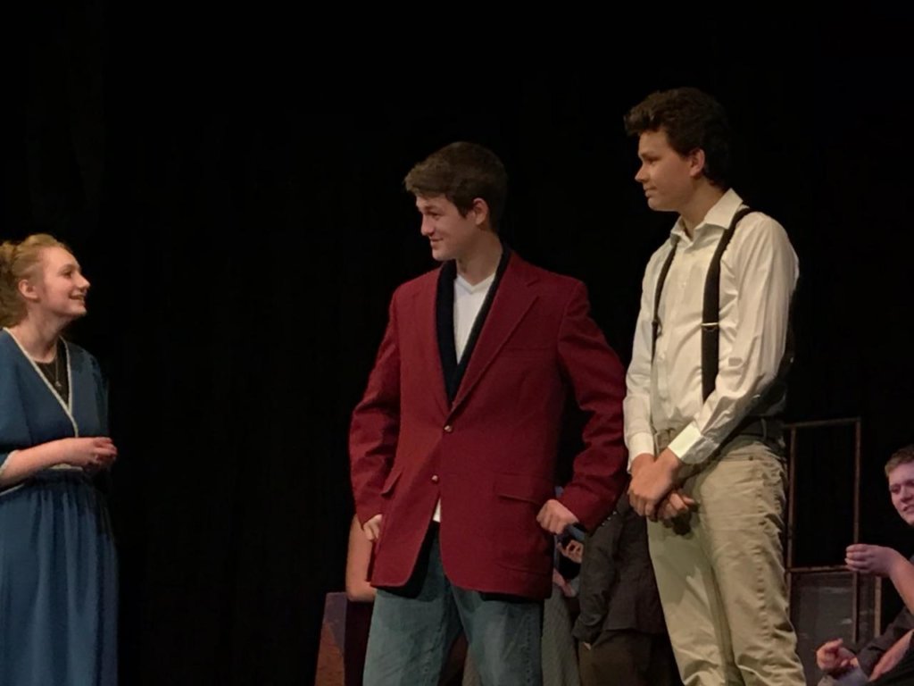 Three students on stage as Stevensville High School presents Rebecca Gorman O’Neill’s Tell-Tale 